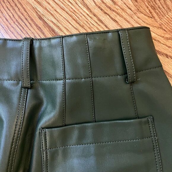 The Colette Faux-Leather Crop Wide-Leg Pants by Maeve Sz25P Forest Green Anthro - Picture 12 of 15